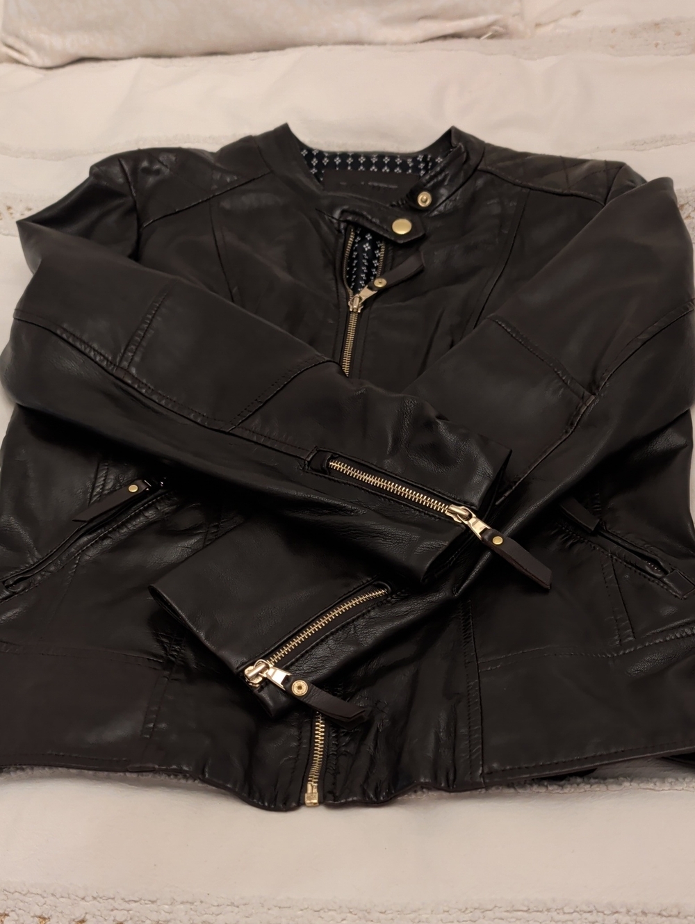 Danier Brown Genuine Leather Jacket with Gold Hardware